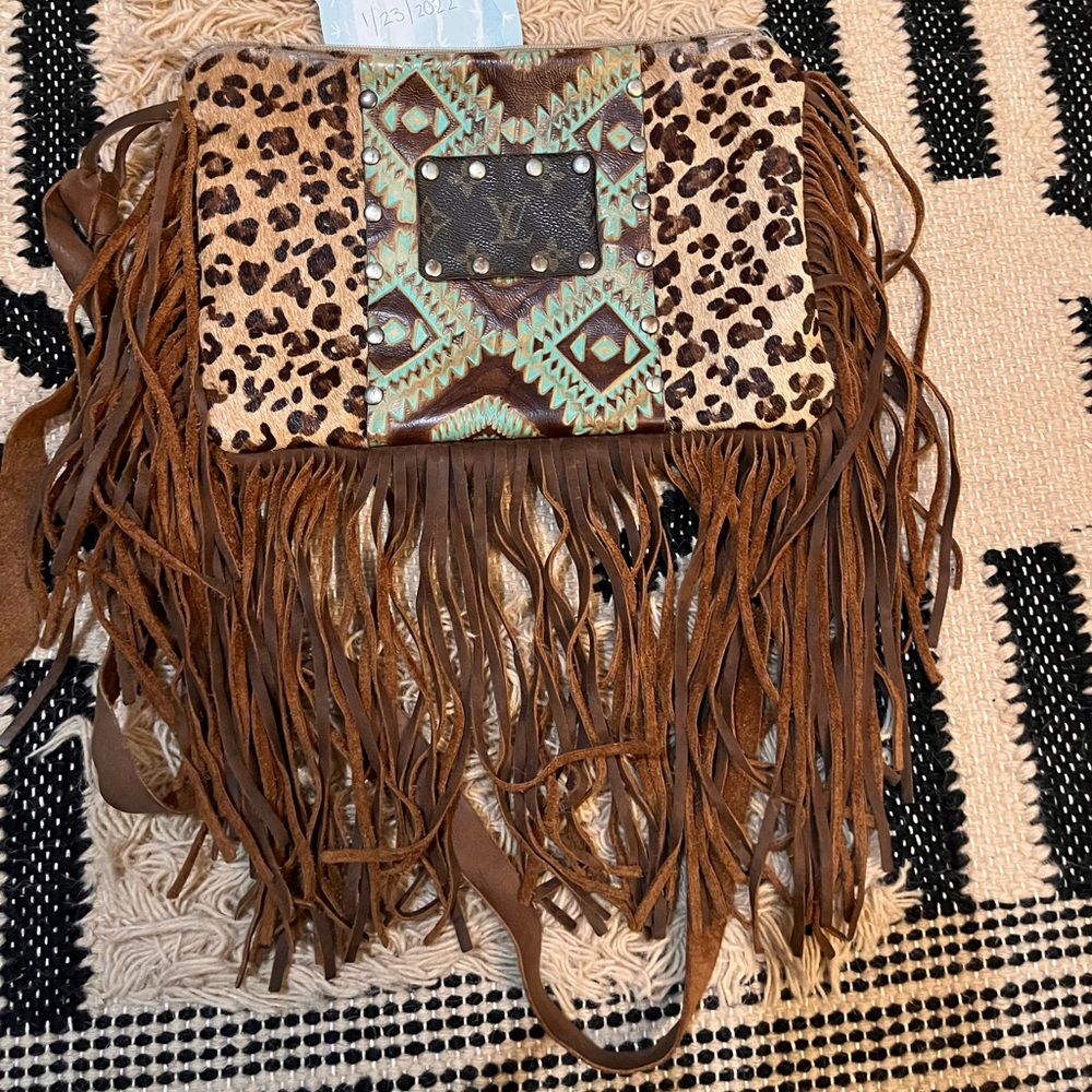 Hair on Hide Leopard and embossed leather crossbody